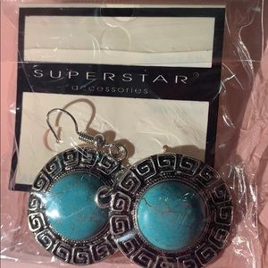 spiral silver blue stone earrings.